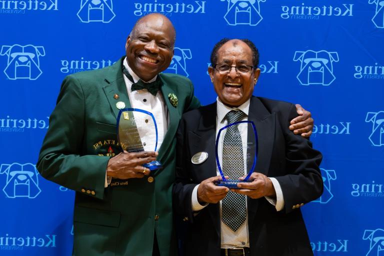 Kettering University’s African American Alumni Network members gathered Saturday, May 18, to celebrate the outstanding contributions of retired professor Dr. Petros “Pete” Gheresus and current faculty member Dr. K. Joel Berry.